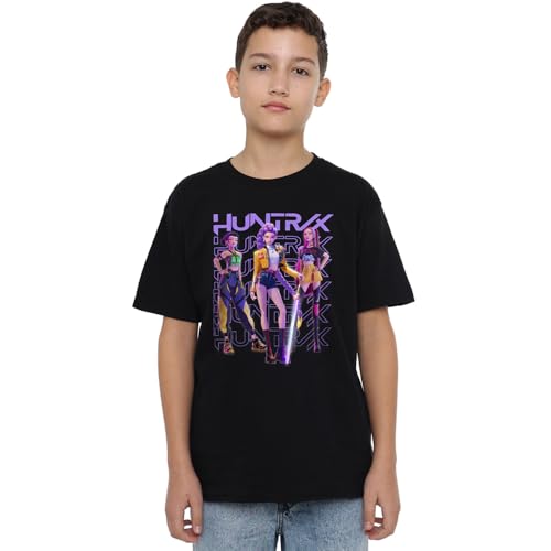 K-Pop Demon Hunters Unisex Kids Huntrix Huntr/X Golden Trio Pose T-Shirt, Black, 9-11 Jahre von K-Pop Demon Hunters