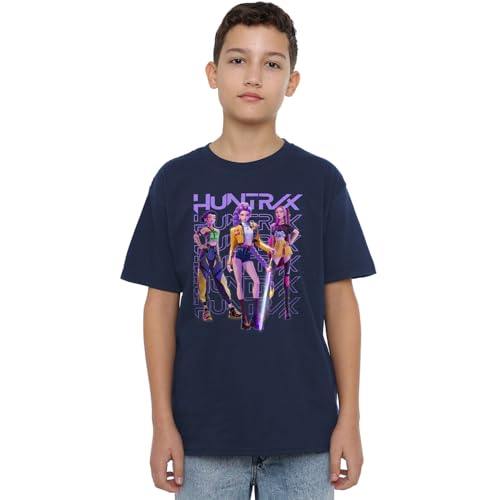 K-Pop Demon Hunters Unisex Kids Huntrix Huntr/X Golden Trio Pose T-Shirt, Navy, 5-6 Jahre von K-Pop Demon Hunters