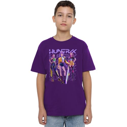 K-Pop Demon Hunters Unisex Kids Huntrix Huntr/X Golden Trio Pose T-Shirt, Purple, für 7-bis 8-Jährige von K-Pop Demon Hunters