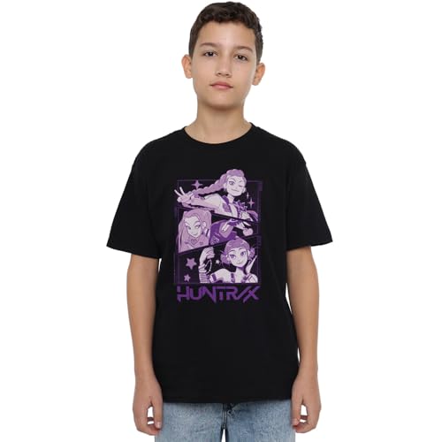 K-Pop Demon Hunters Unisex Kids Huntrix Huntr/X Manga Panels Trio T-Shirt, Black, 12-13 Jahre von K-Pop Demon Hunters