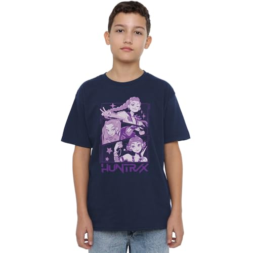 K-Pop Demon Hunters Unisex Kids Huntrix Huntr/X Manga Panels Trio T-Shirt, Navy, 12-13 Jahre von K-Pop Demon Hunters