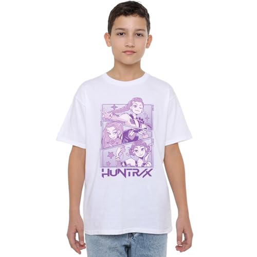 K-Pop Demon Hunters Unisex Kids Huntrix Huntr/X Manga Panels Trio T-Shirt, White, 3-4 Jahre von K-Pop Demon Hunters
