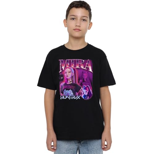 K-Pop Demon Hunters Unisex Kids Huntrix Huntr/X Mira Bootleg T-Shirt, Black, 5-6 Jahre von K-Pop Demon Hunters