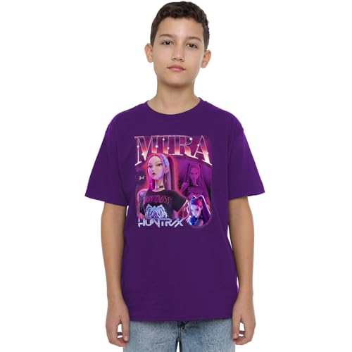 K-Pop Demon Hunters Unisex Kids Huntrix Huntr/X Mira Bootleg T-Shirt, Purple, 3-4 Jahre von K-Pop Demon Hunters