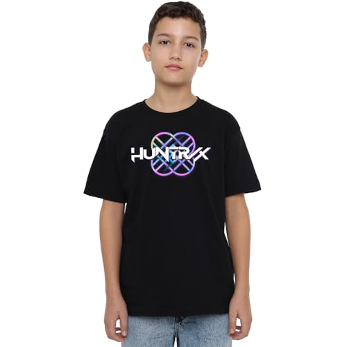 K-Pop Demon Hunters Unisex Kids Huntrix Huntr/X Pastel Logo, Black T-Shirt, 12-13 Jahre von K-Pop Demon Hunters