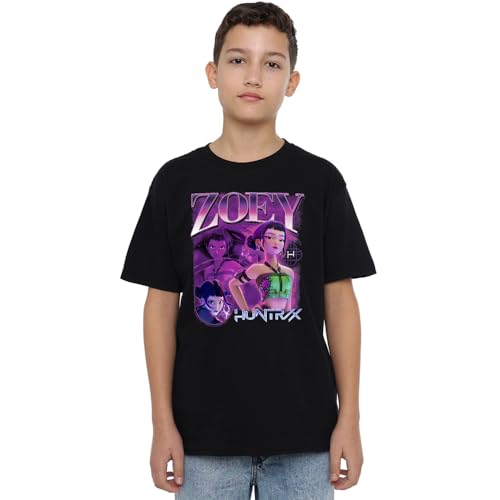 K-Pop Demon Hunters Unisex Kids Huntrix Huntr/X Zoey Bootleg T-Shirt, Black, 12-13 Jahre von K-Pop Demon Hunters