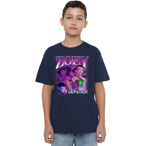 K-Pop Demon Hunters Unisex Kids Huntrix Huntr/X Zoey Bootleg T-Shirt, Navy, 3-4 Jahre von K-Pop Demon Hunters