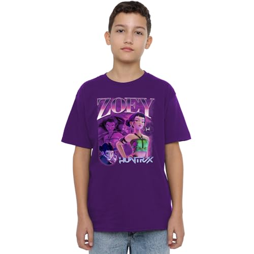 K-Pop Demon Hunters Unisex Kids Huntrix Huntr/X Zoey Bootleg T-Shirt, Purple, 7-8 Jahre von K-Pop Demon Hunters