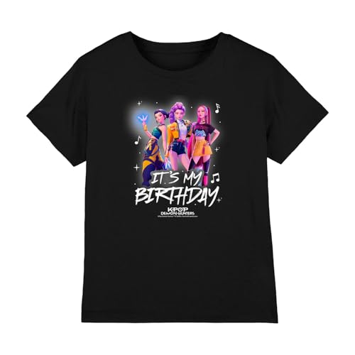 K-Pop Demon Hunters Unisex Kids Huntrix It's My Birthday Group T-Shirt, Black, 5-6 Years von K-Pop Demon Hunters