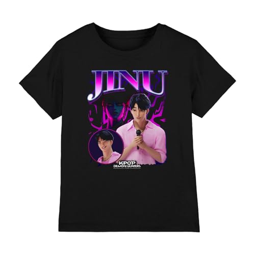 K-Pop Demon Hunters Unisex Kids Jinu Bootleg T-Shirt, Black, 3-4 Jahre von K-Pop Demon Hunters