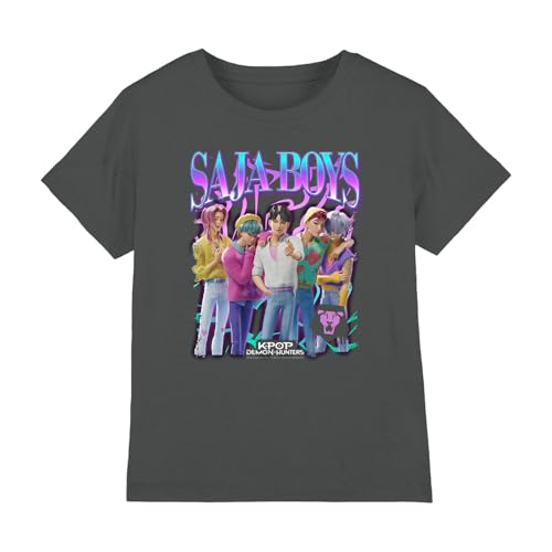 K-Pop Demon Hunters Unisex Kids Saja Boys Bootleg T-Shirt, Charcoal, 3-4 Years von K-Pop Demon Hunters