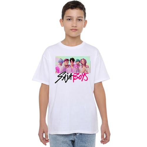 K-Pop Demon Hunters Unisex Kids Saja Boys Photo Frame, White T-Shirt, 7-8 Jahre von K-Pop Demon Hunters