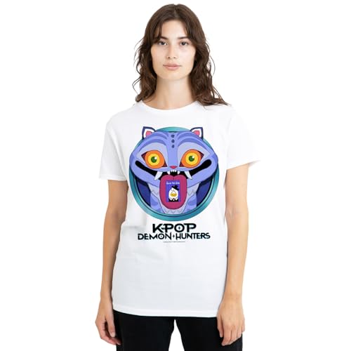 K-Pop Demon Hunters Women's Cartoon Derpy Save The Date Ladies T-Shirt, White, X-Large von K-Pop Demon Hunters