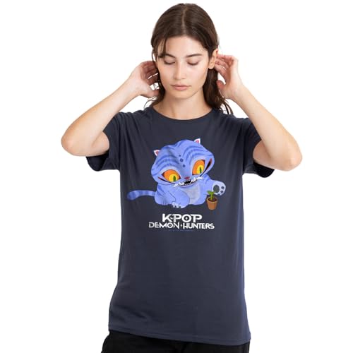 K-Pop Demon Hunters Women's Cute Derpy Tiger Cartoon Ladies, Deep Navy T-Shirt, X-Large von K-Pop Demon Hunters