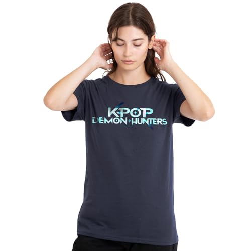 K-Pop Demon Hunters Women's Full Colour Logo Ladies, Deep Navy T-Shirt, Small von K-Pop Demon Hunters