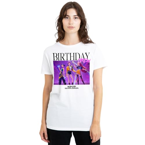 K-Pop Demon Hunters Women's Huntrix Birthday Crew Group Ladies, White, X-Large T-Shirt von K-Pop Demon Hunters