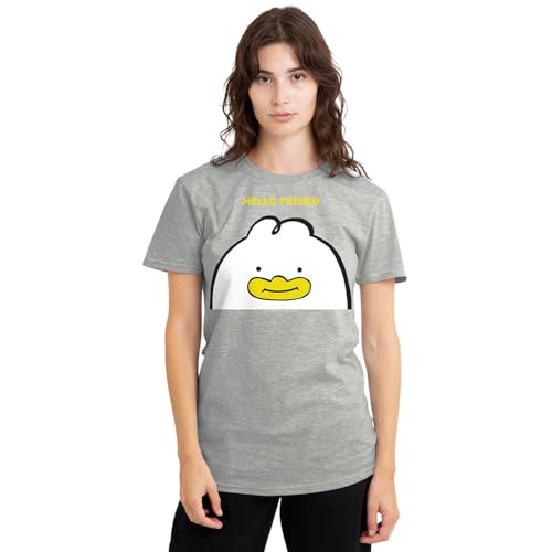 K-Pop Demon Hunters Women's Kpop Demon Hunters Hello Friend Derpy Letter Ladies T-Shirt, Heather Grey, Medium von K-Pop Demon Hunters