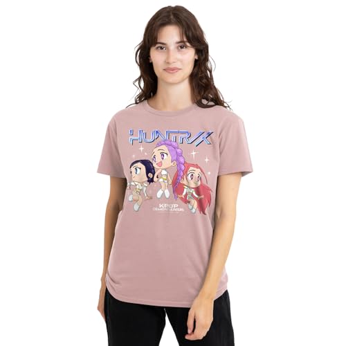 K-Pop Demon Hunters Women's Kpop Demon Hunters Huntrix Chibi Group Ladies T-Shirt, Powder Rose, Large von K-Pop Demon Hunters