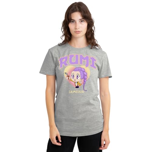 K-Pop Demon Hunters Women's Kpop Demon Hunters Huntrix Rumi Collegic Ladies T-Shirt, Heather Grey, X-Large von K-Pop Demon Hunters