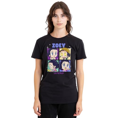 K-Pop Demon Hunters Women's Kpop Demon Hunters Huntrix Zoey Chibi Boes Ladies T-Shirt, Black, XXL von K-Pop Demon Hunters