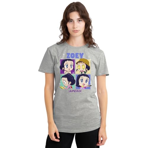 K-Pop Demon Hunters Women's Kpop Demon Hunters Huntrix Zoey Chibi Boes Ladies T-Shirt, Heather Grey, X-Large von K-Pop Demon Hunters