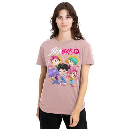 K-Pop Demon Hunters Women's Kpop Demon Hunters Saja Boys Chibi Poster Ladies T-Shirt, Powder Rose, XXL von K-Pop Demon Hunters
