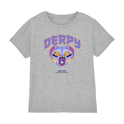 Kpop Demon Hunters - Derpy Collegic Kids T Shirt, Heather Grey, 3-4 von K-Pop Demon Hunters