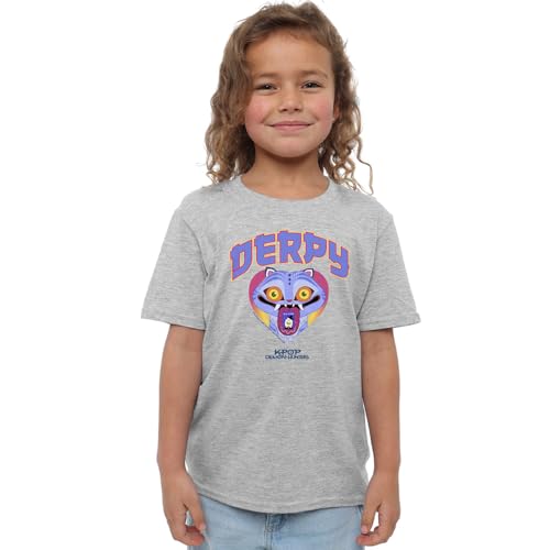 Kpop Demon Hunters - Derpy Collegic Kids T Shirt, Heather Grey, 5-6 von K-Pop Demon Hunters