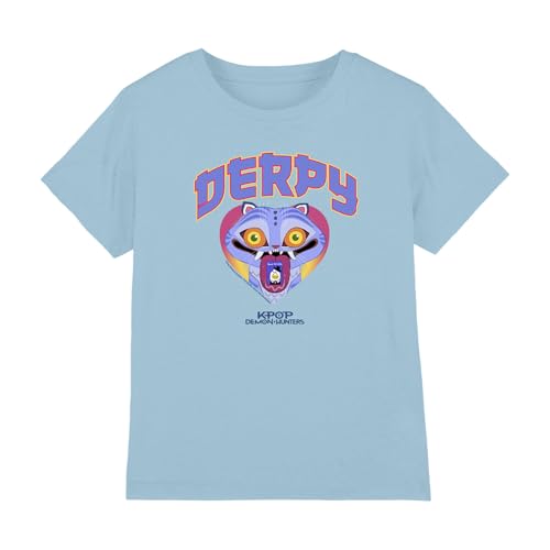 Kpop Demon Hunters - Derpy Collegic Kids T Shirt, Light Blue, 3-4 von K-Pop Demon Hunters