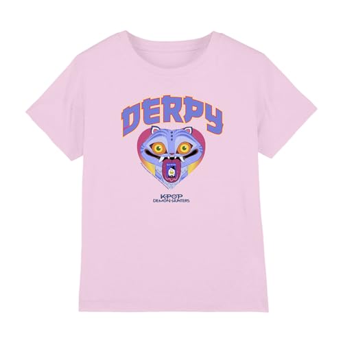Kpop Demon Hunters - Derpy Collegic Kids T Shirt, Light Pink, 5-6 von K-Pop Demon Hunters