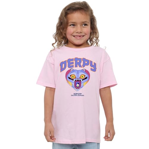 Kpop Demon Hunters - Derpy Collegic Kids T Shirt, Light Pink, 7-8 von K-Pop Demon Hunters