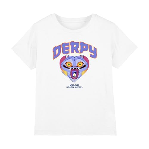 Kpop Demon Hunters - Derpy Collegic Kids T Shirt, White, 5-6 von K-Pop Demon Hunters