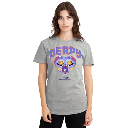 Kpop Demon Hunters Derpy Collegic Ladies T Shirt, Heather Grey, XX-Large von K-Pop Demon Hunters