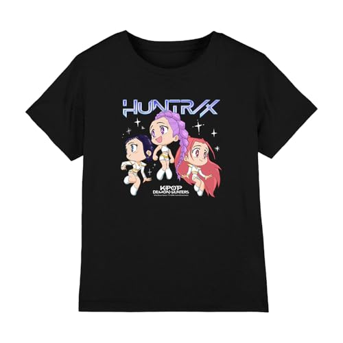 Kpop Demon Hunters - Huntrix Chibi Group Kids T Shirt, Black, 5-6 von K-Pop Demon Hunters