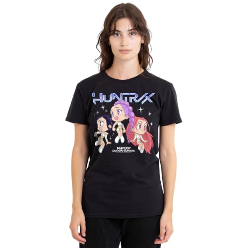 Kpop Demon Hunters Huntrix Chibi Group Ladies T Shirt, Black, X-Large von K-Pop Demon Hunters