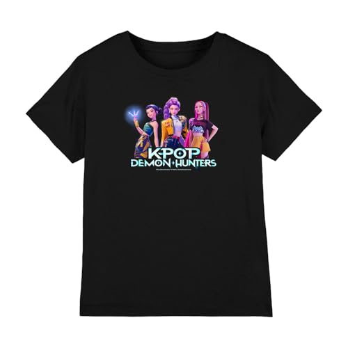 Kpop Demon Hunters - Huntrix Kpop Group Kids T Shirt, Black, 7-8 von K-Pop Demon Hunters