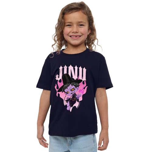 Kpop Demon Hunters - Jinu Demon Heart Flames Kids T Shirt, Navy, 7-8 von K-Pop Demon Hunters