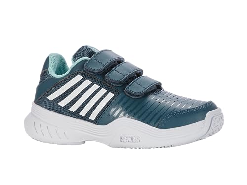 K-Swiss Performance Court Express Strap Omni Tennis Shoe, Indian Teal/White/Aqua Splash, 35 EU von K-Swiss