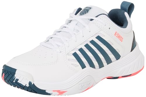 K-Swiss Court Express 2 Tennis Shoe, White/Stargazer/NEON Blaze, 33 EU von K-Swiss