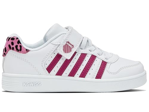 K-Swiss Court PALISADESSTRAP Sneaker, WH/Fuchsia/LEOPRD, 28 EU von K-Swiss