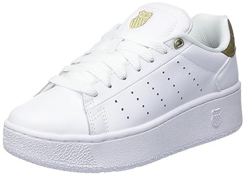 K-Swiss Damen Classic PF Platform Sneaker, White/Gold, 37.5 EU von K-Swiss