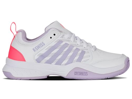 K-Swiss Damen Court Express 2 Tennisschuh, Weiß/Orchideenblüten/Neon Blaze, 43 EU von K-Swiss