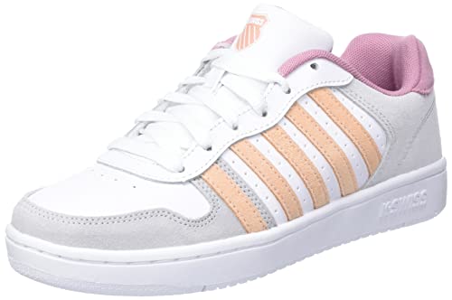 K-Swiss Damen Court Palisades Sneaker, WHT/APRICOT/FXGLVE, 36 EU von K-Swiss