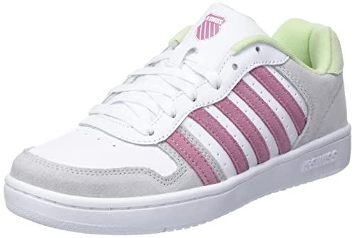 K-Swiss Damen Court Palisades Sneaker, WHT/FXGLVE/SEAFM, 37.5 EU von K-Swiss