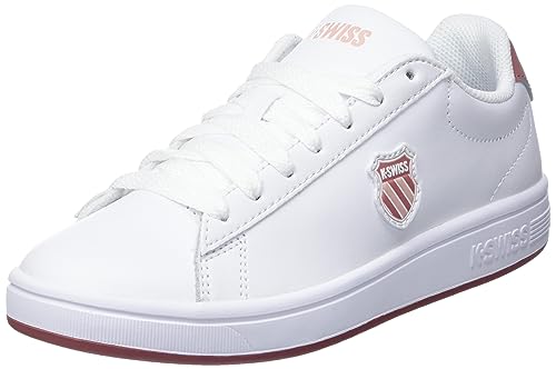 K-Swiss Damen Court Shield Sneaker, White/WitheredRose/SepiaRose, 39.5 EU von K-Swiss