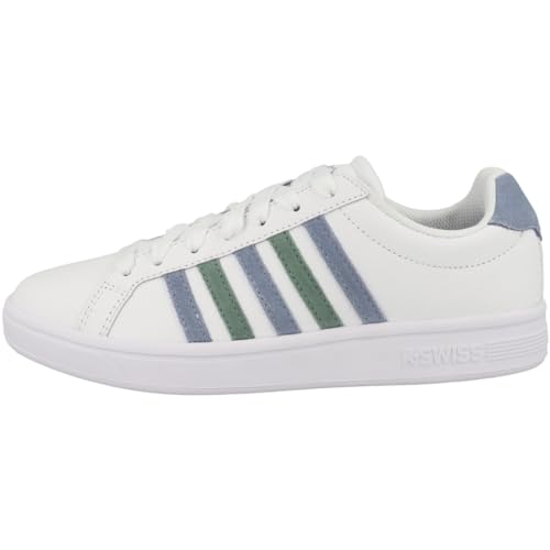 K-Swiss Damen Court Sneaker, White/Ashleigh Blue/Beryl Green, 39 EU von K-Swiss