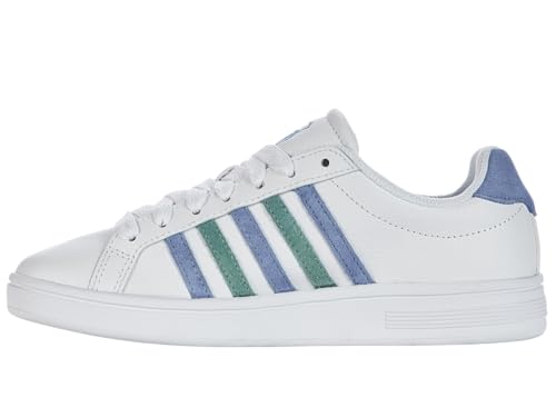 K-Swiss Damen Court Sneaker, White/Ashleigh Blue/Beryl Green, 39.5 EU von K-Swiss