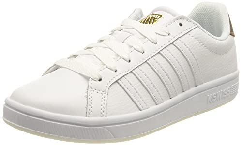 K-Swiss Damen Court TIEBREAK Sneaker, White/Gold Panther, 37 EU von K-Swiss