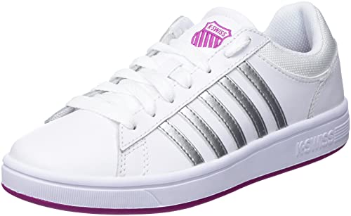 K-Swiss Damen Court Winston Sneaker, WH/SLVR/FSTVLFUCHSIA, 37.5 EU von K-Swiss