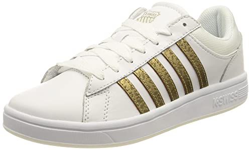 K-Swiss Damen Court Winston Sneaker, White/Gold Panther, 38 EU von K-Swiss